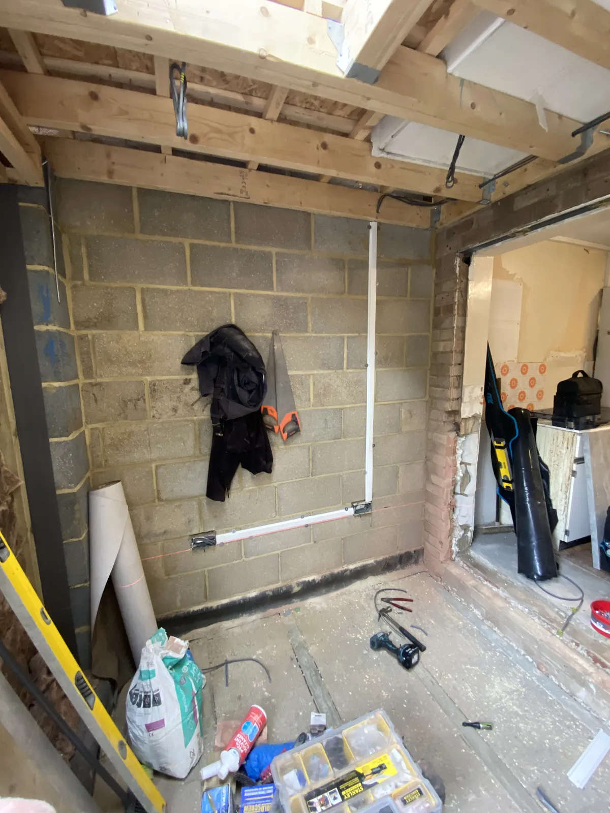 Trunking and first-fix cabling during a rewire